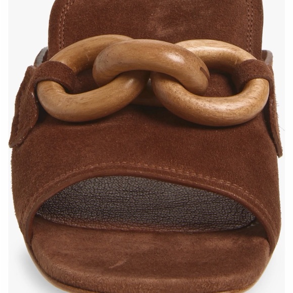 Pedro García Moore Suede Midi Mules Beige 37.5 US 6.5 Luxe Chain Detail Spain - Picture 14 of 14